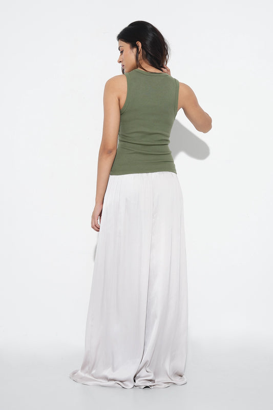 Sage Ribbed Round Neck Top