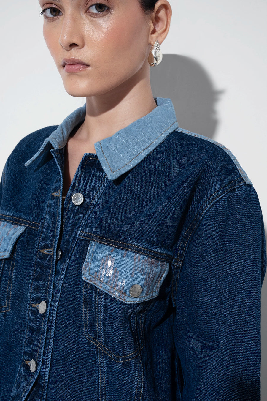 Sequin Patch Denim Jacket