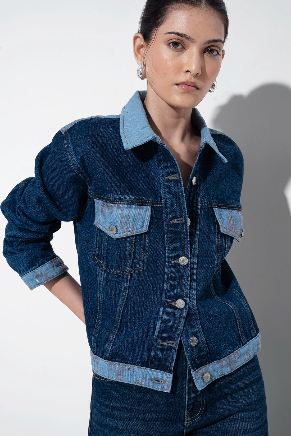 Sequin Patch Denim Jacket