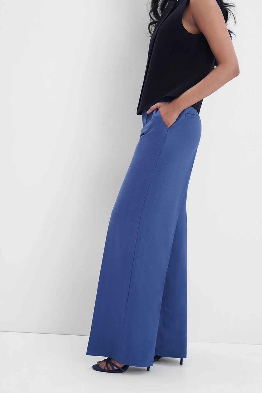 Slate Blue High-Rise Tailored Trouser