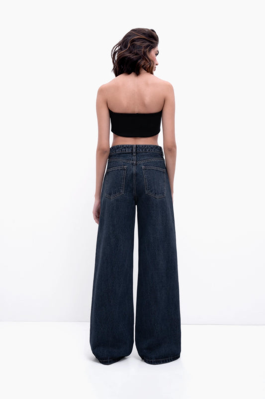 Slubbed Effect Straight Fit Jeans