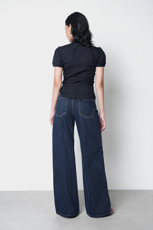 Slubbed Effect Straight Fit Jeans