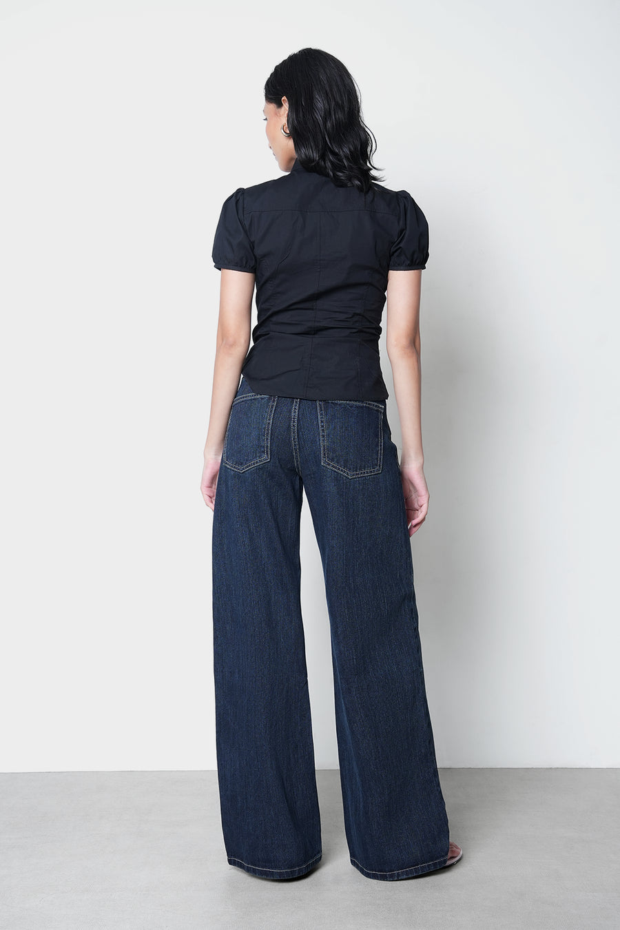 Slubbed Effect Straight Fit Jeans