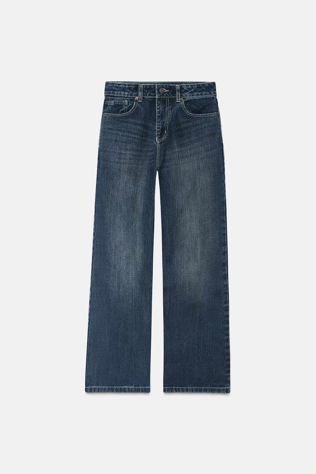 Slubbed Effect Straight Fit Jeans