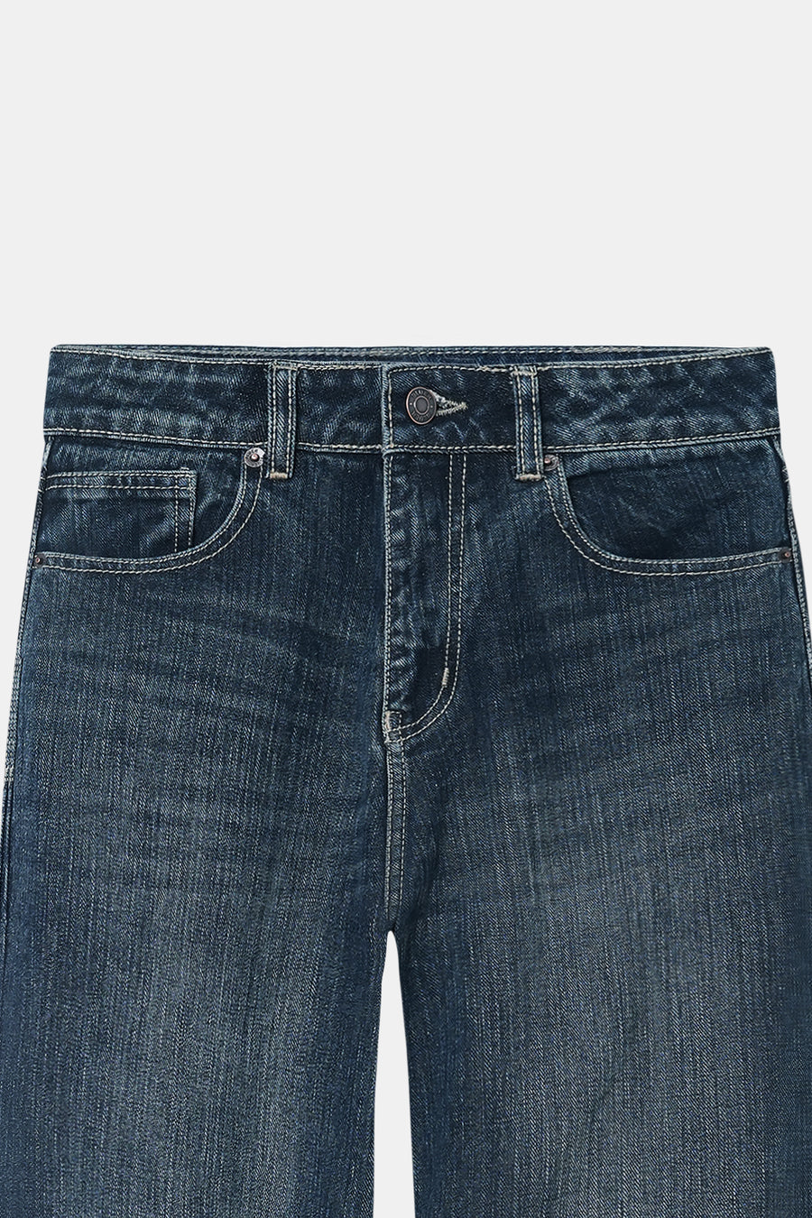 Slubbed Effect Straight Fit Jeans