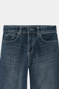 Slubbed Effect Straight Fit Jeans