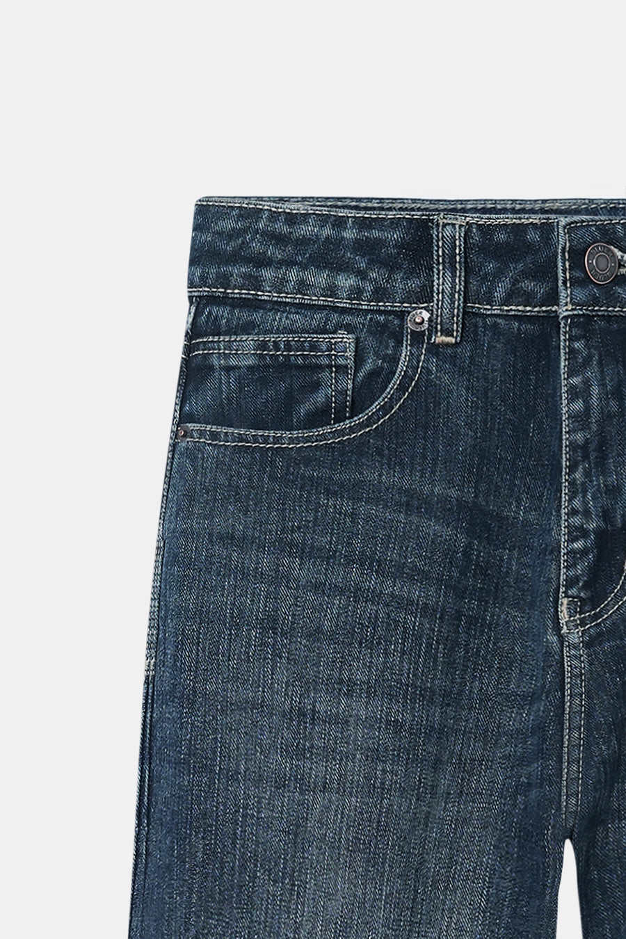Slubbed Effect Straight Fit Jeans