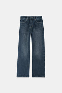 Slubbed Effect Straight Fit Jeans