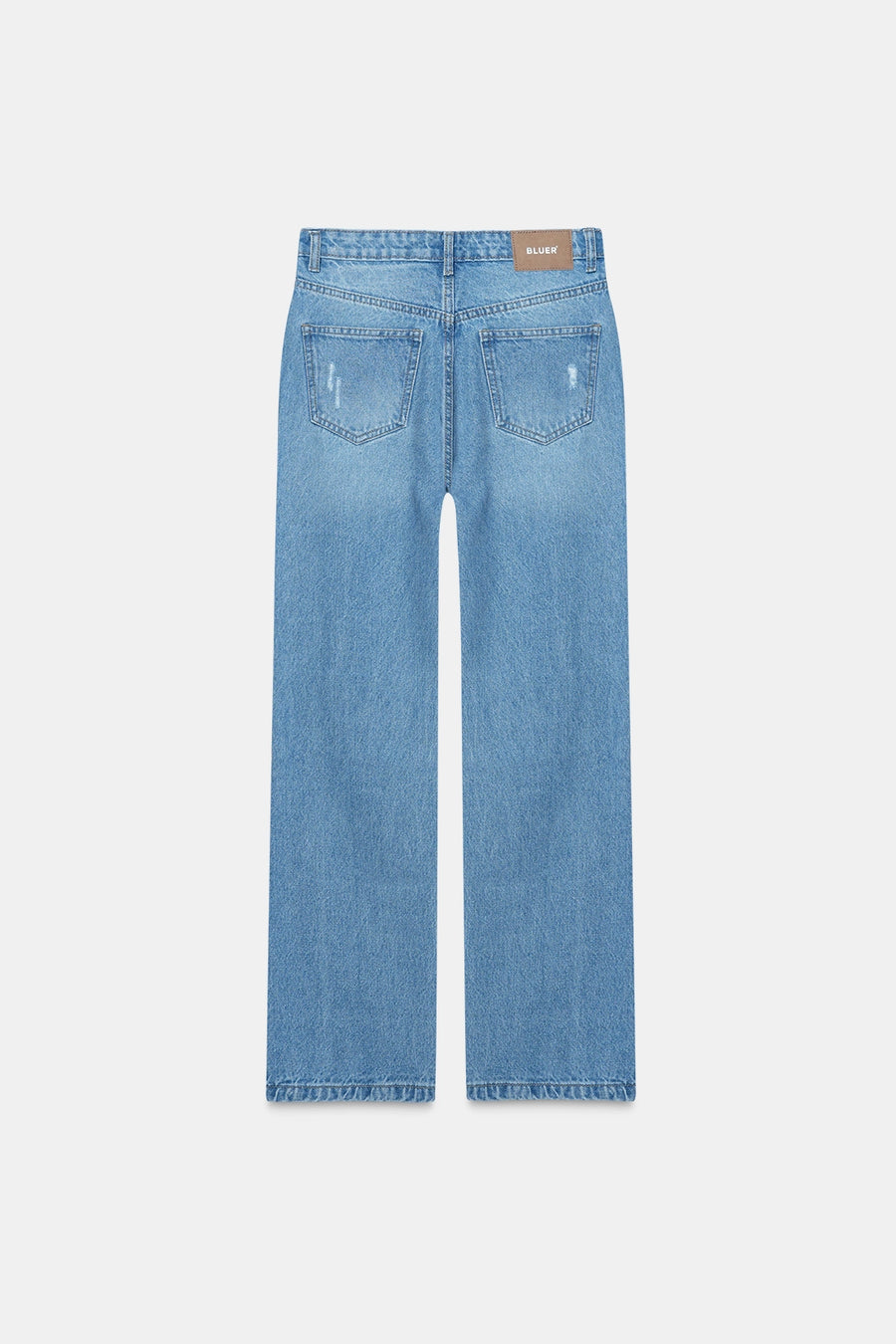 Stone Blue Ripped Straight Fit Jeans