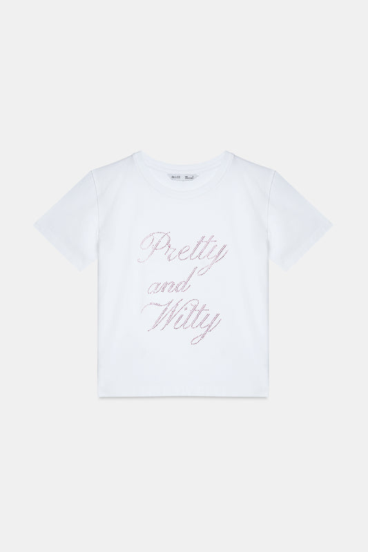 Studded Slogan T-Shirt