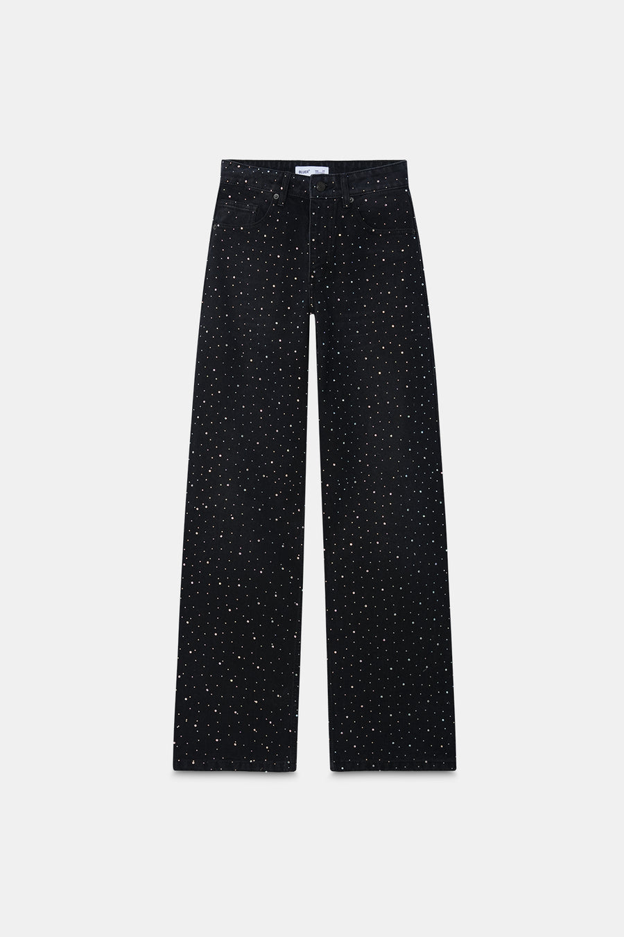 Studded High Rise Straight Jeans - Black