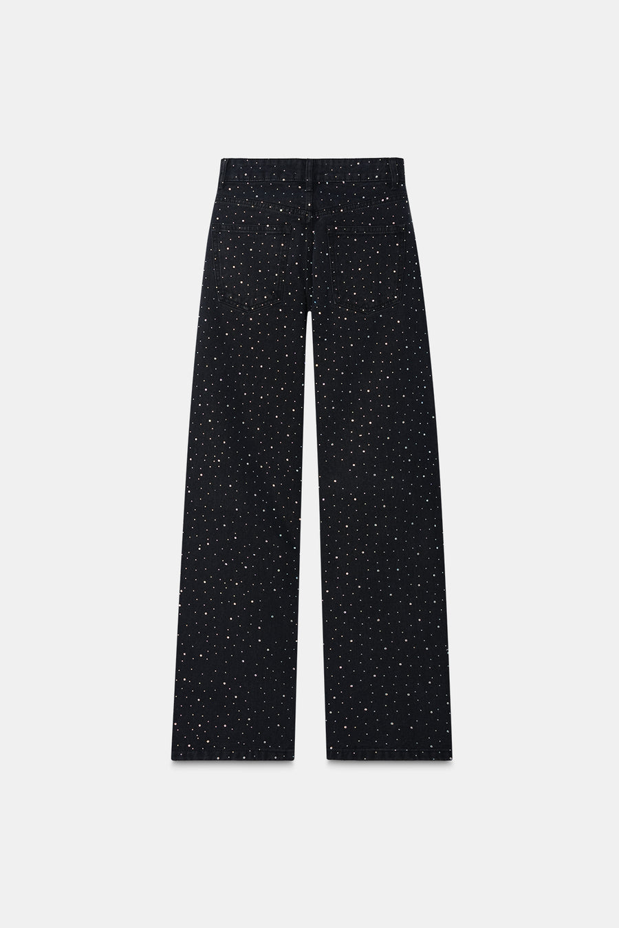 Studded High Rise Straight Jeans - Black