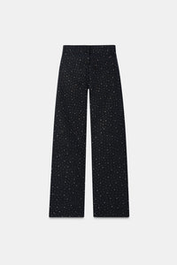 Studded High Rise Straight Jeans - Black