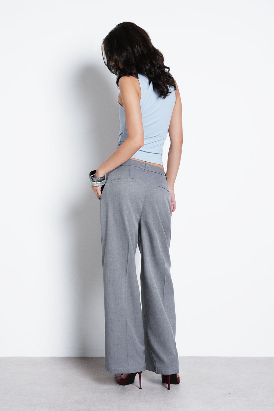 Tailored Crop Leg Trouser- Grey