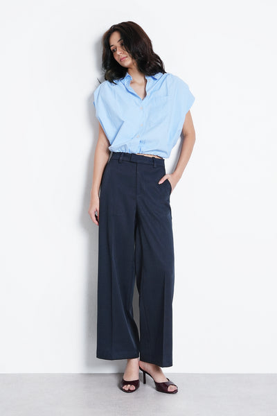 Tailored Crop Leg Trouser- Navy