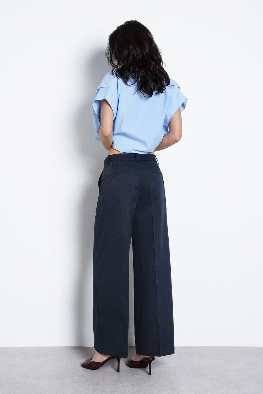 Tailored Crop Leg Trouser- Navy