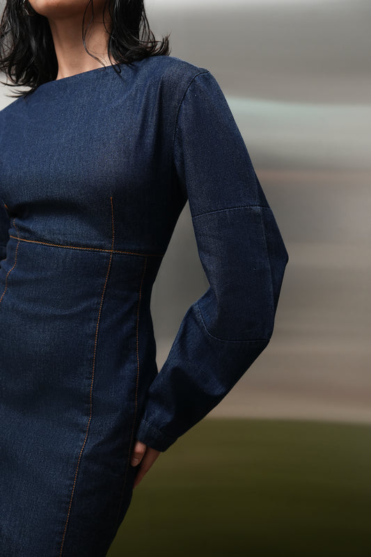 Tailored Long Sleeve Denim Dress