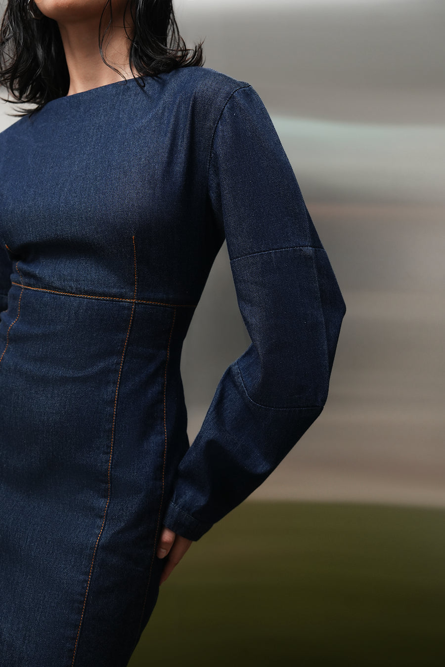 Tailored Long Sleeve Denim Dress