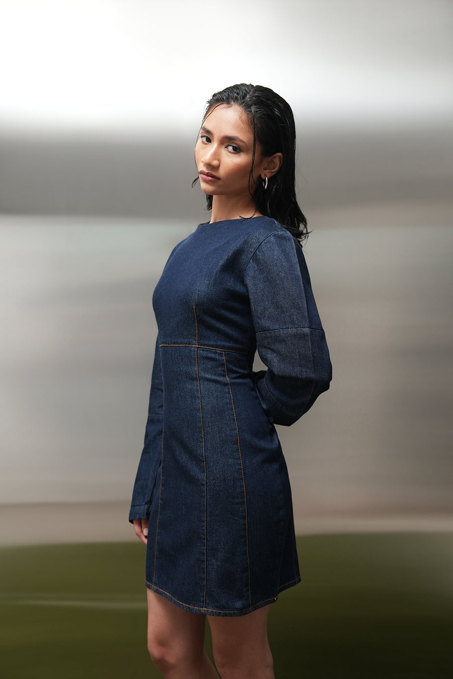 Tailored Long Sleeve Denim Dress