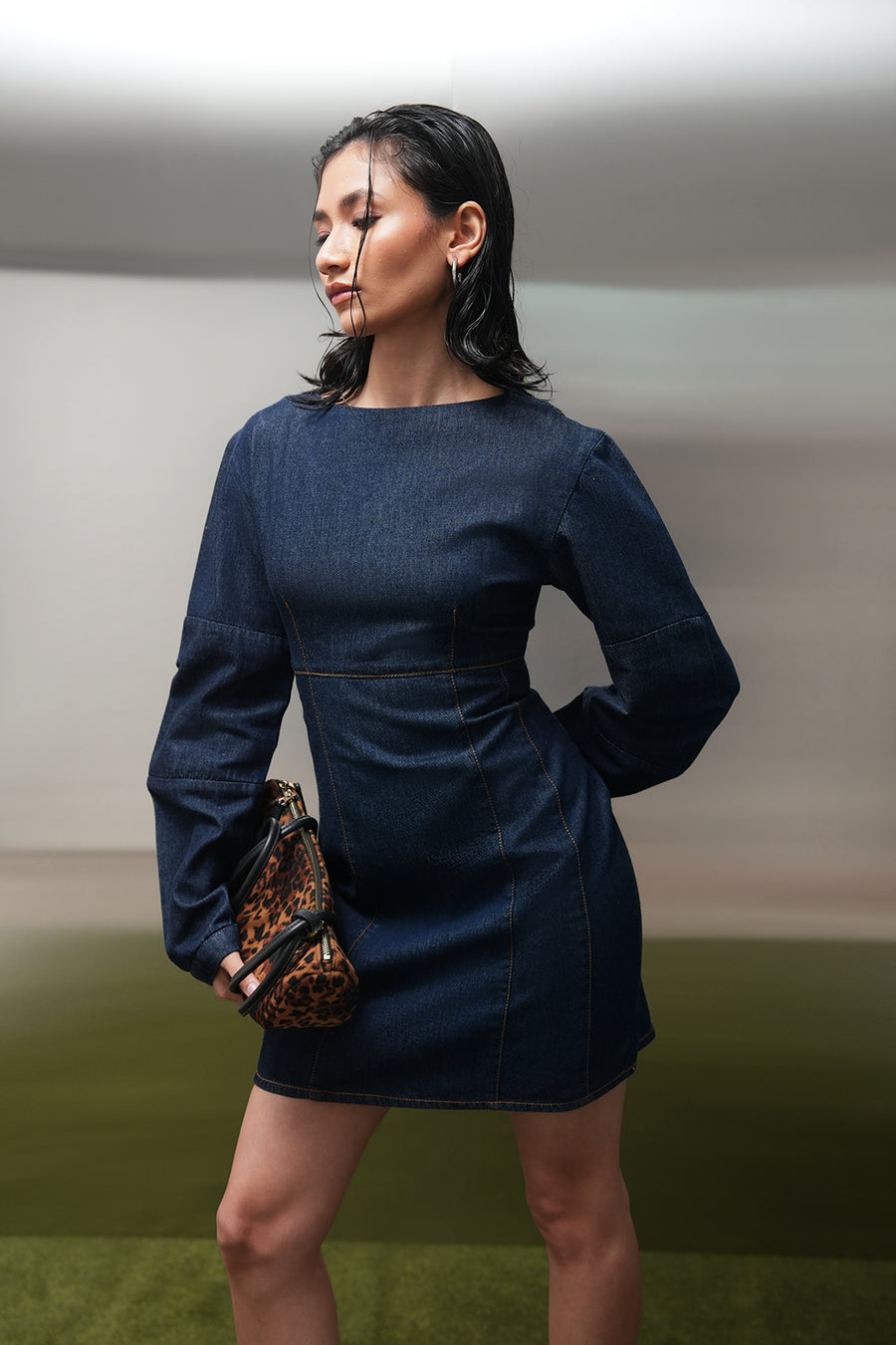 Tailored Long Sleeve Denim Dress