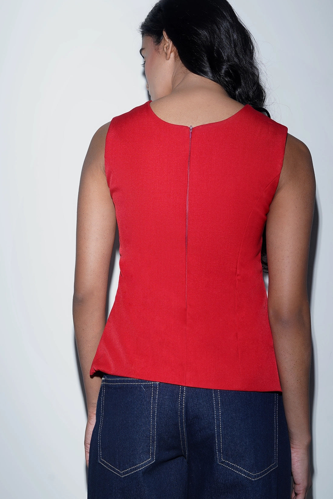 Tailored Metal Detail Top- Red