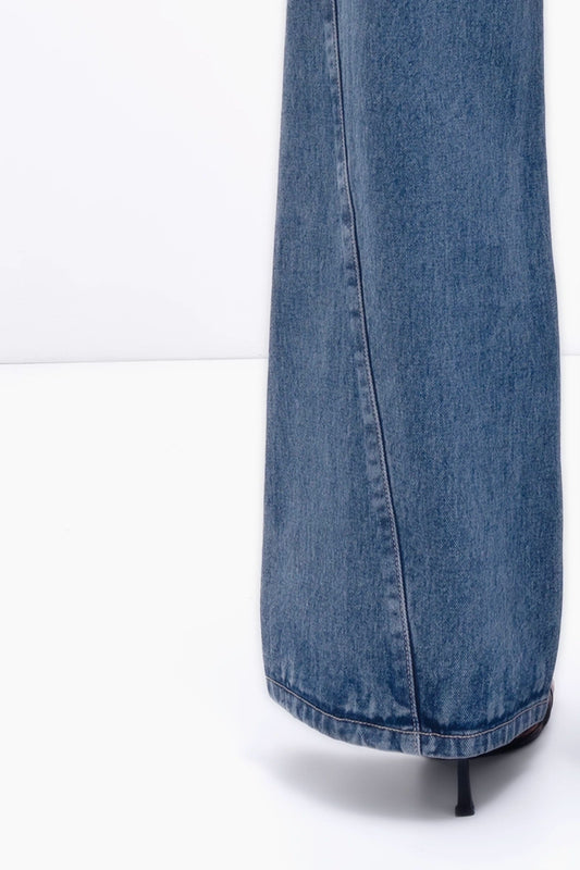 Tailored Panel Wide-Leg Jeans