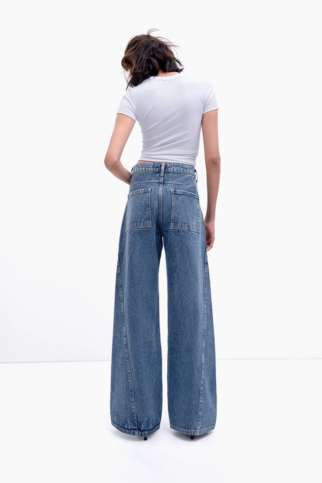Tailored Panel Wide-Leg Jeans