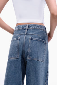Tailored Panel Wide-Leg Jeans