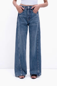 Tailored Panel Wide-Leg Jeans