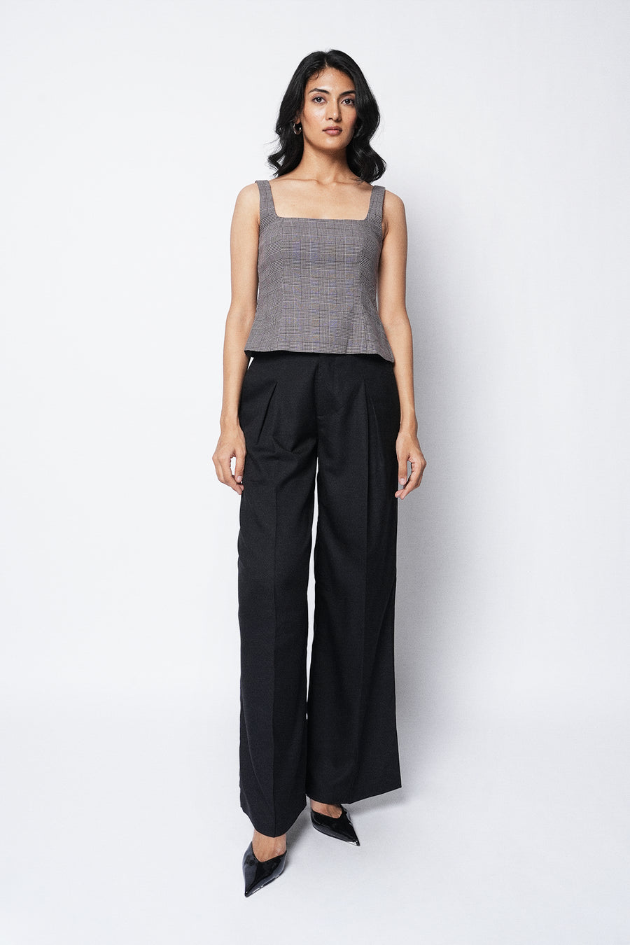 Tailored Plaid Top