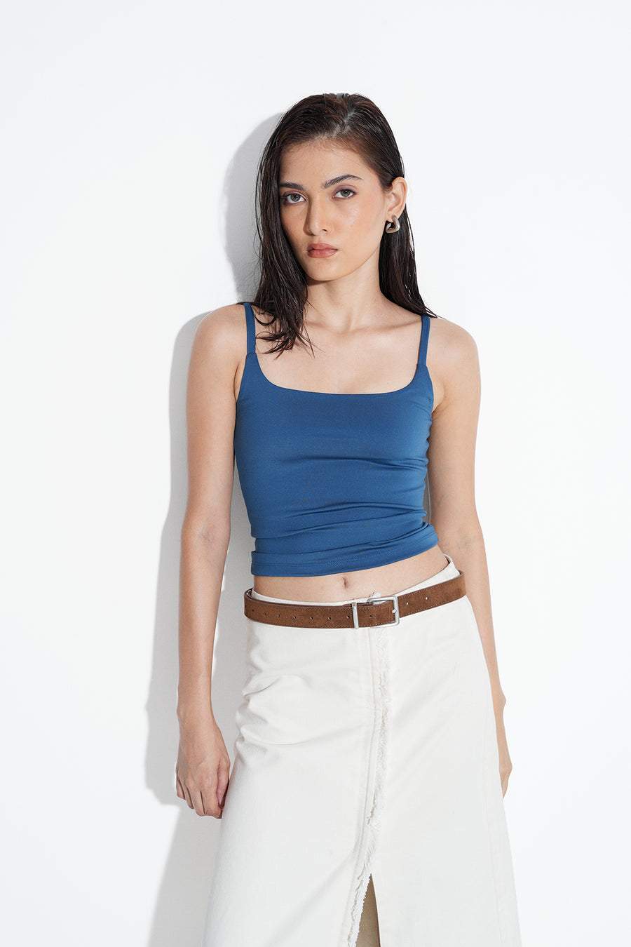 Teal Strappy Polyamide Top