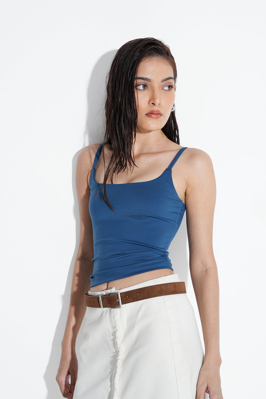 Teal Strappy Polyamide Top