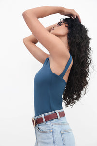 Teal Open-Back Polyamide Top