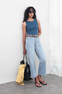 Teal Open-Back Polyamide Top