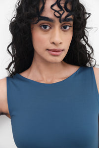 Teal Open-Back Polyamide Top