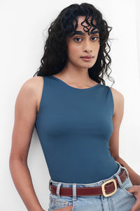 Teal Open-Back Polyamide Top
