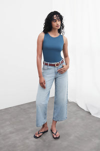 Teal Open-Back Polyamide Top