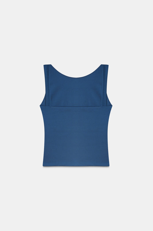 Teal Open-Back Polyamide Top
