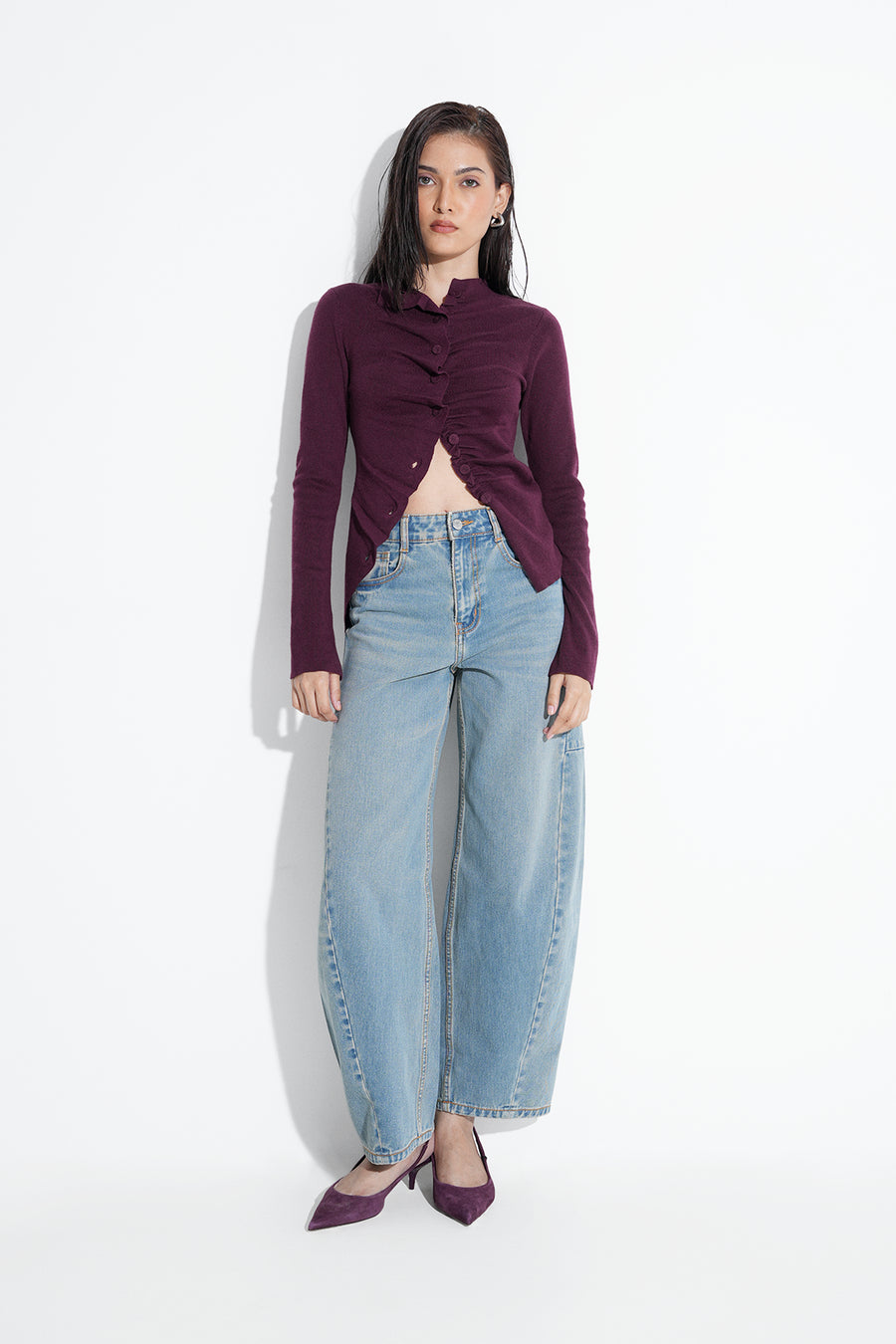 Tinted Blue Barrel Fit Jeans