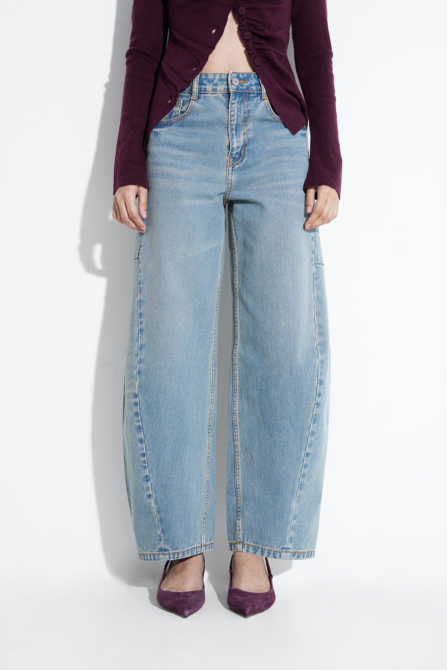 Tinted Blue Barrel Fit Jeans