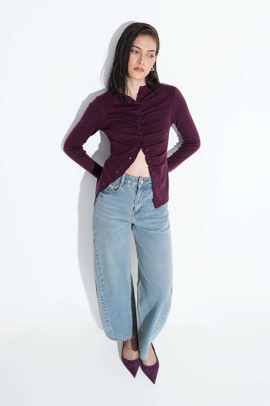 Tinted Blue Barrel Fit Jeans