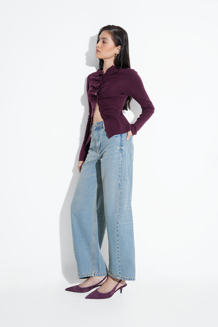 Tinted Blue Barrel Fit Jeans