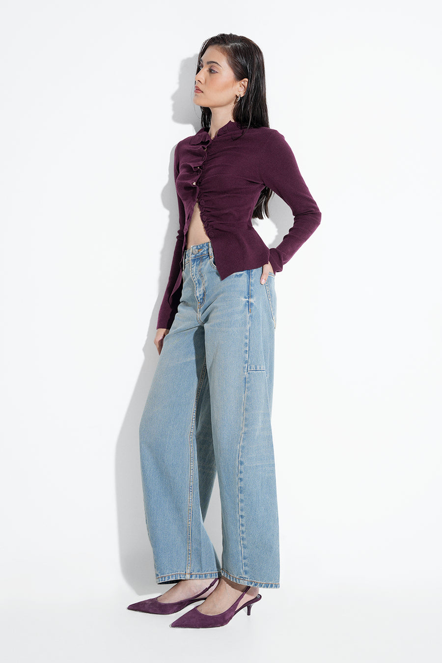 Tinted Blue Barrel Fit Jeans