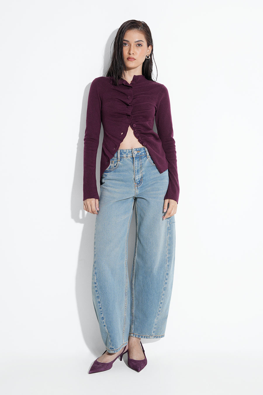 Tinted Blue Barrel Fit Jeans