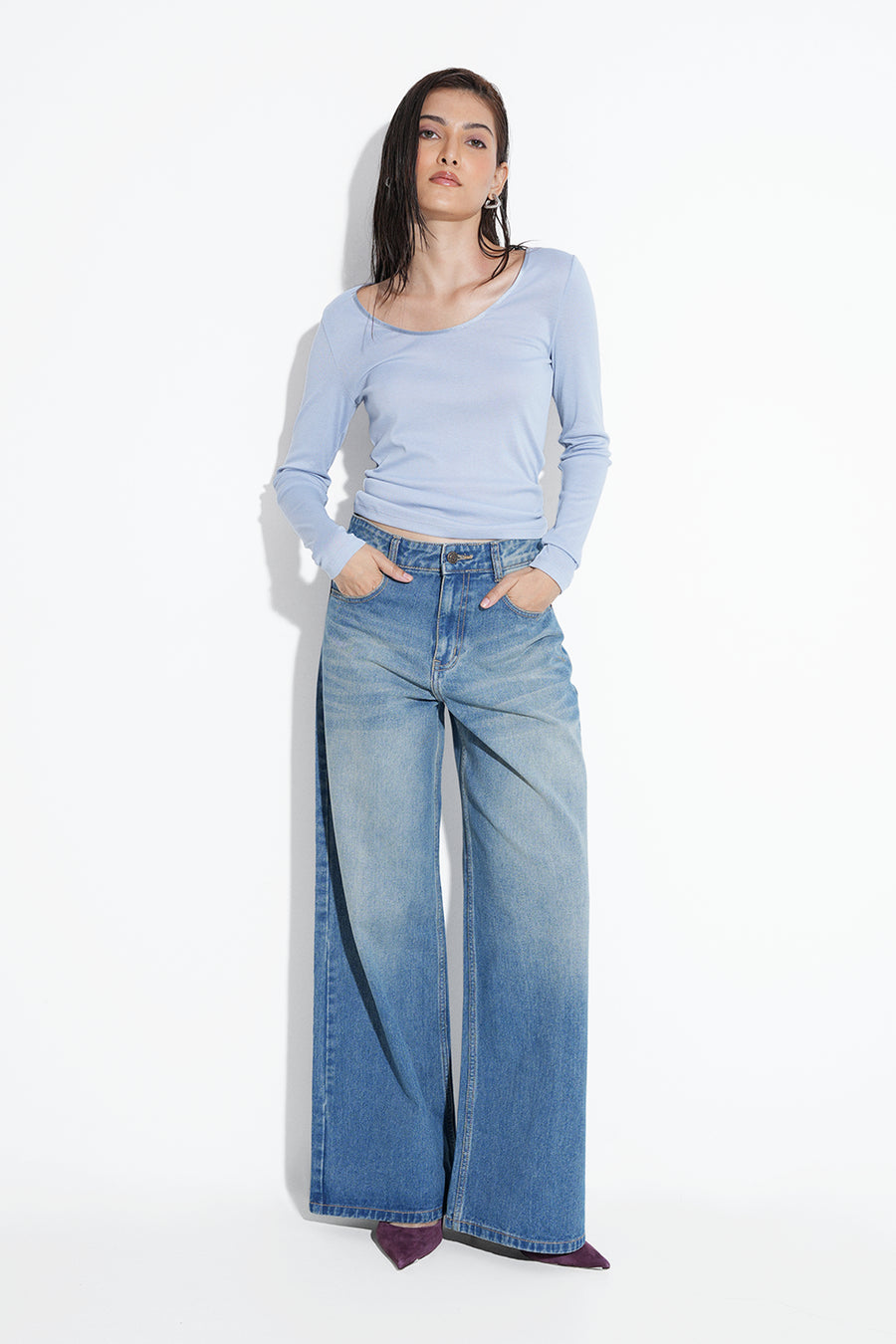 Tinted High-Rise Wide Jeans