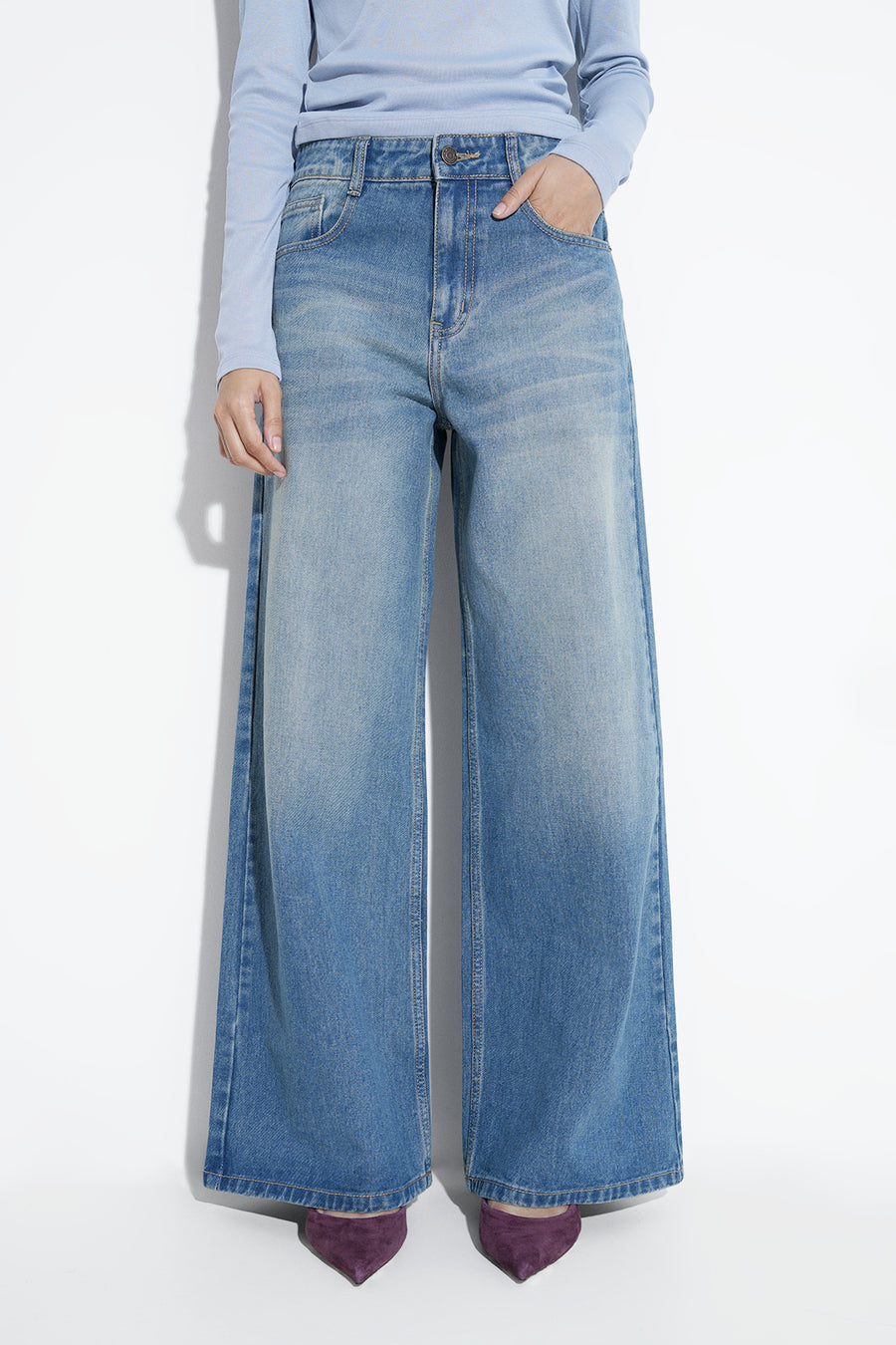 Tinted High-Rise Wide Jeans