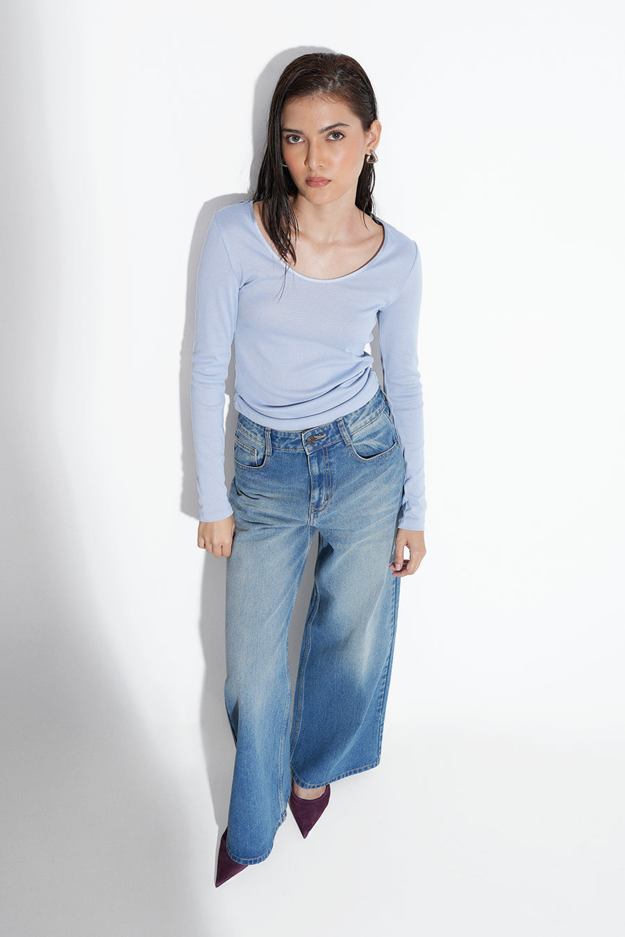 Tinted High-Rise Wide Jeans