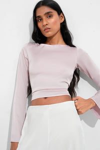 Pink Open Back Satin Tie Top