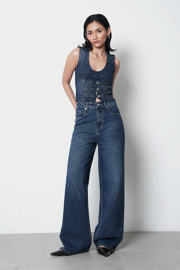 Vintage Wash Straight Fit Jeans