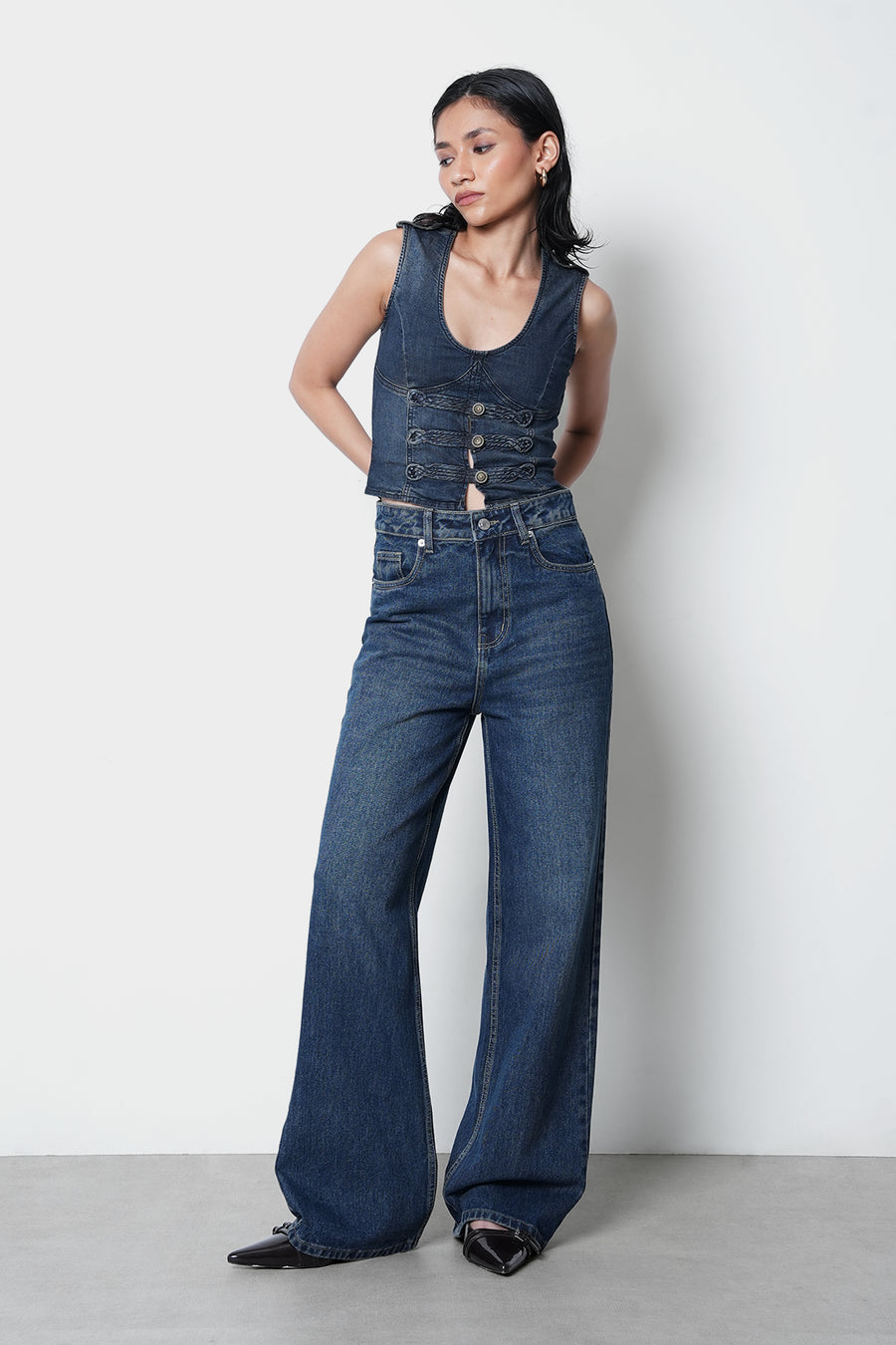 Vintage Wash Straight Fit Jeans